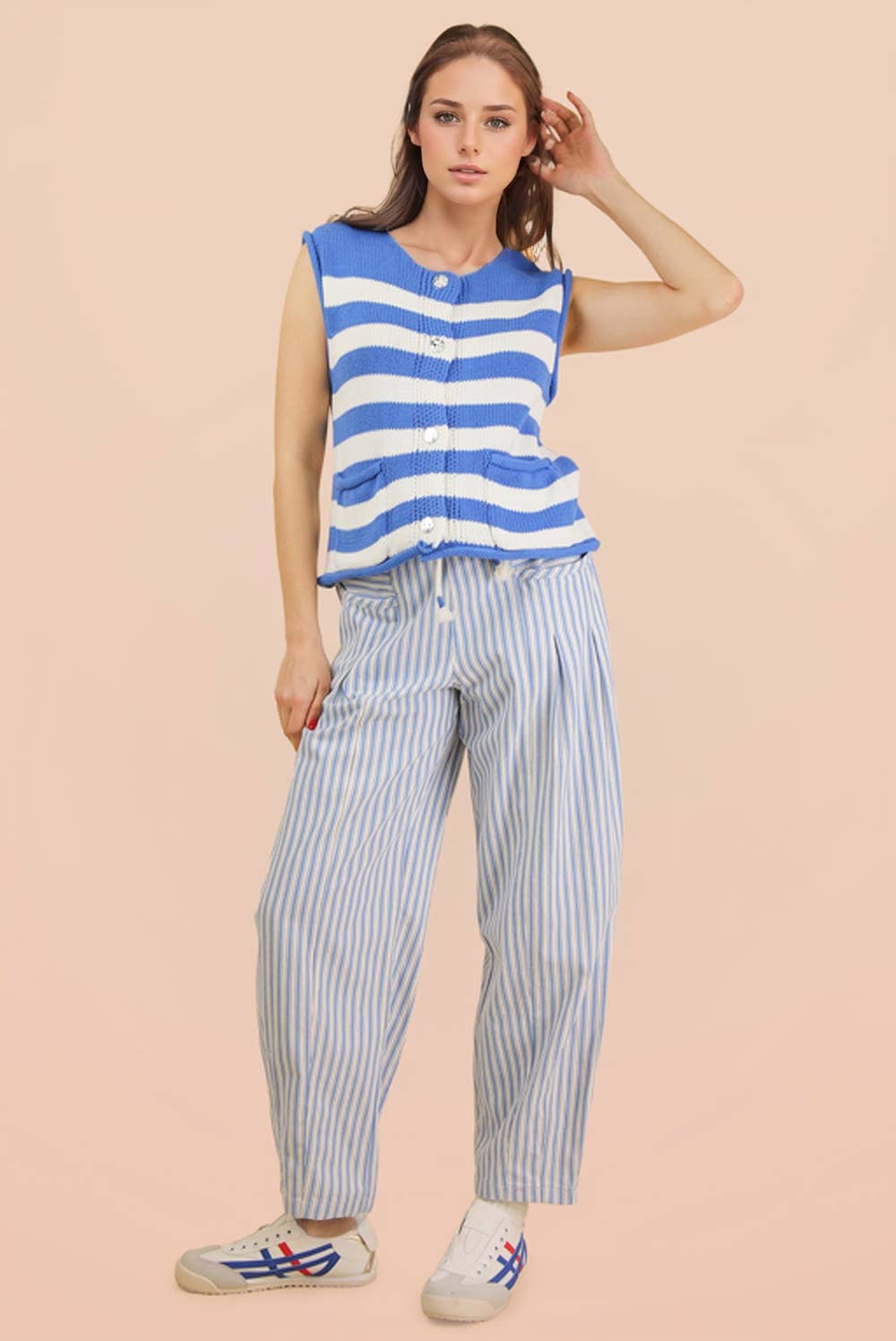 JEAN Striped Barrel Denim Pants