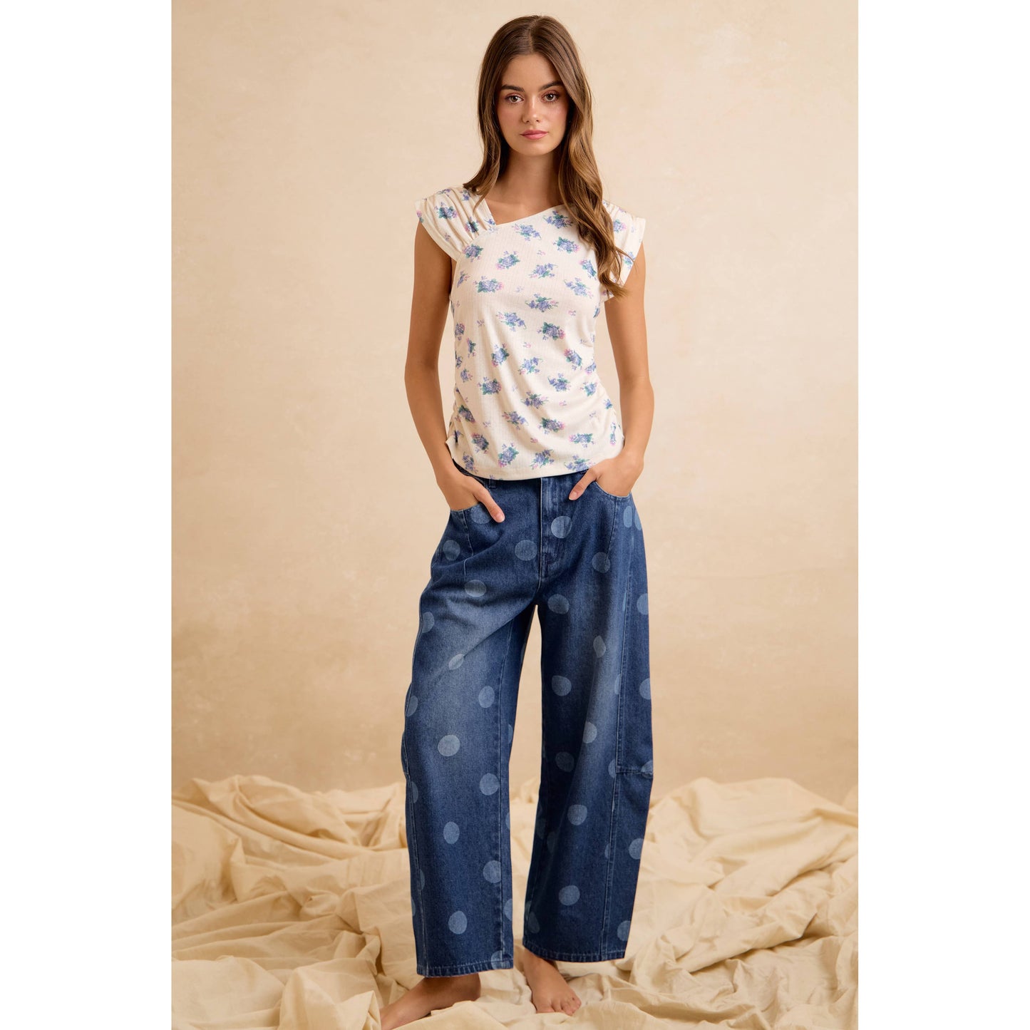 Polka Dot Barrel Jeans