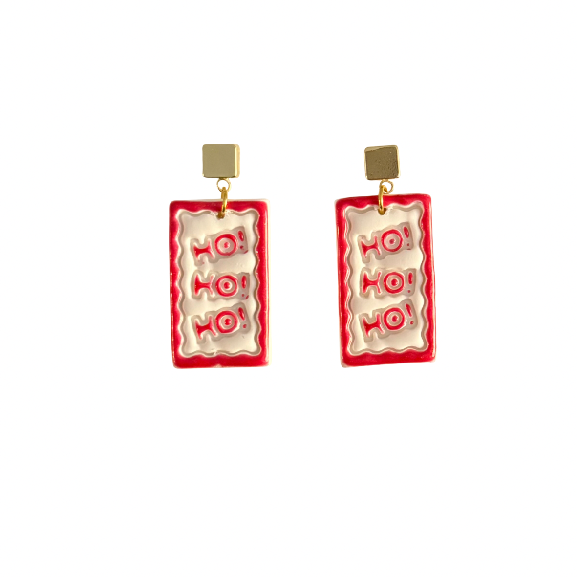 Ho Ho Ho Earrings | Santa, Red, White, Holiday, Fun
