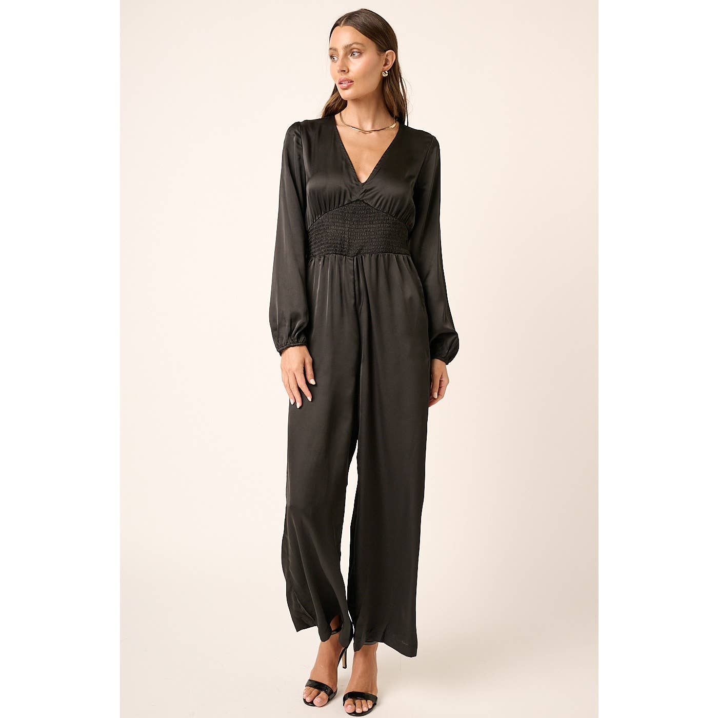 Mocha Smocking Waist Jumpsuit