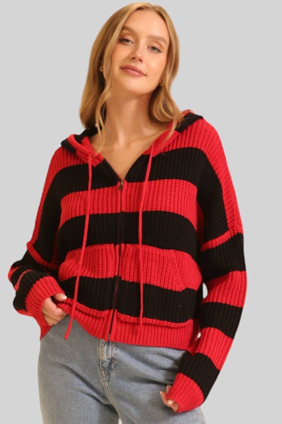 Zip Up Cable Knit Hoodie