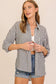 Striped 3/4 Sleeve Button-Down Shirt