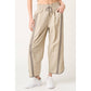 SPORTY STRIPE NYLON PULL ON BARREL LEG PANTS