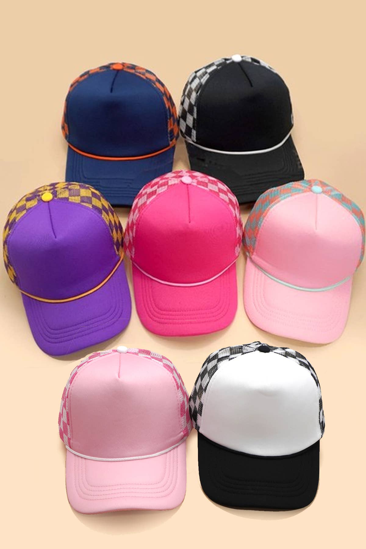 TRUCKER HAT CHECKER FOAM FRONT MESH BACK CAP