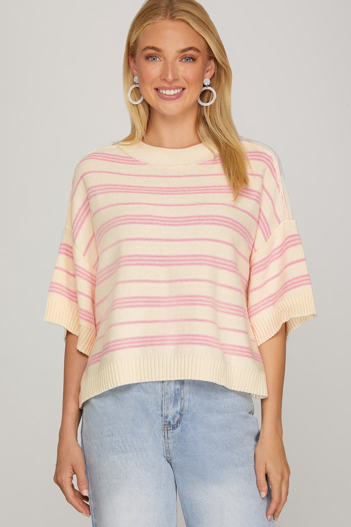 Effortless Stripes Drop Sleeve Sweater