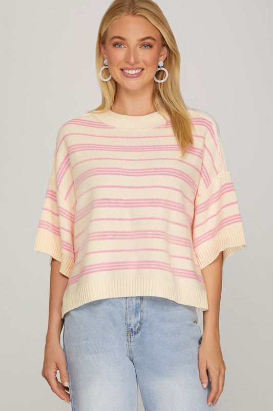 Effortless Stripes Drop Sleeve Sweater