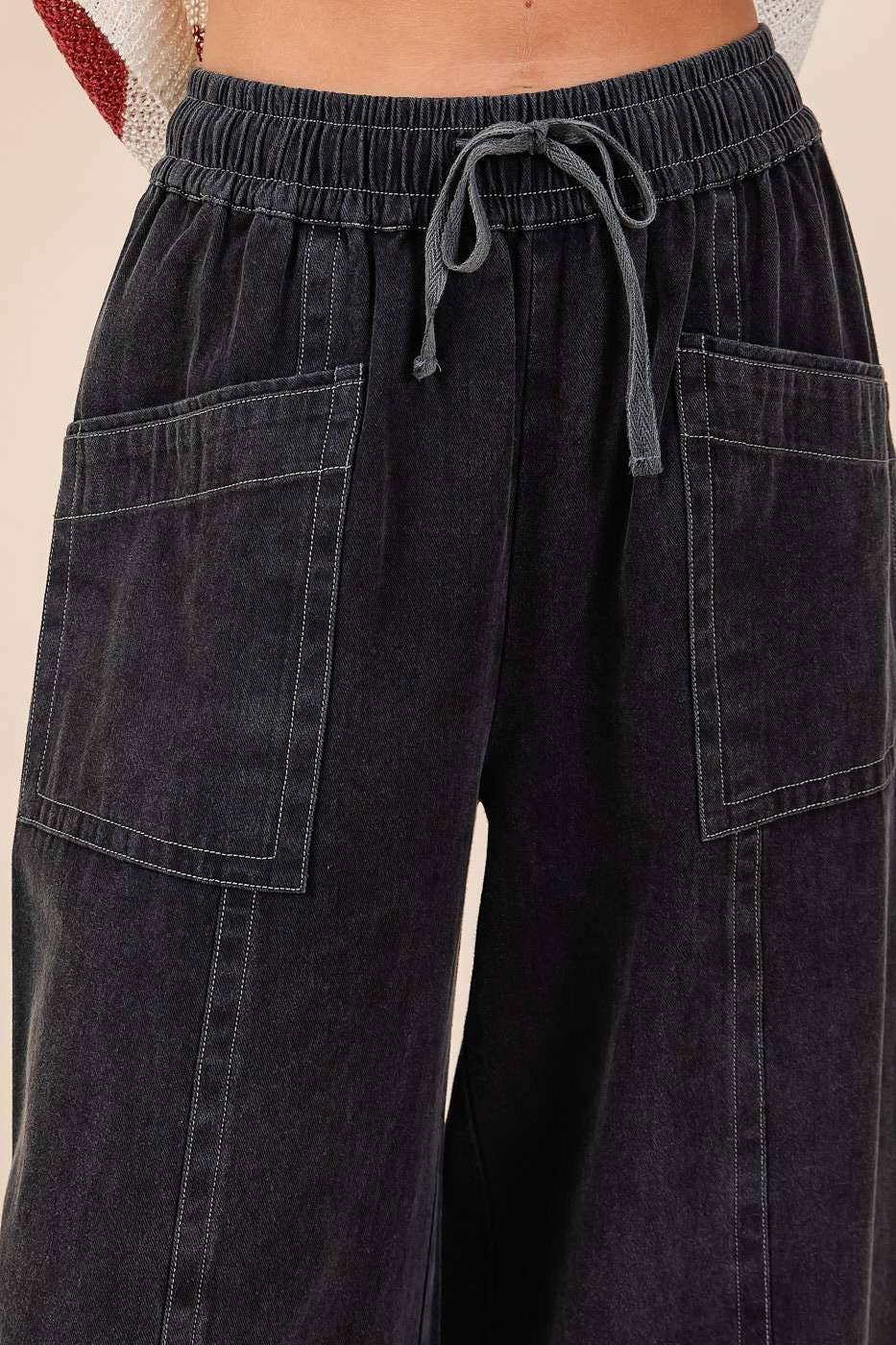 Mineral Wash Wide Leg Pants