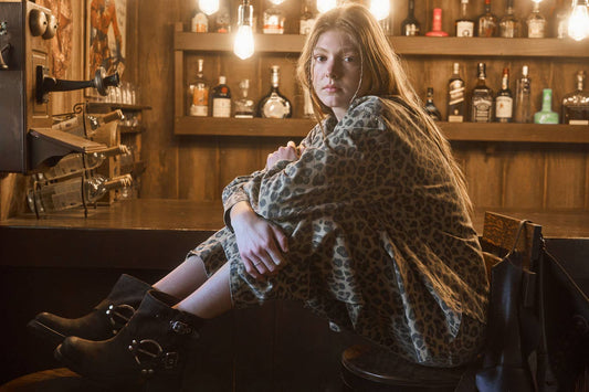 LEOPARD PRINT COLLARED BUTTON DOWN SHACKET
