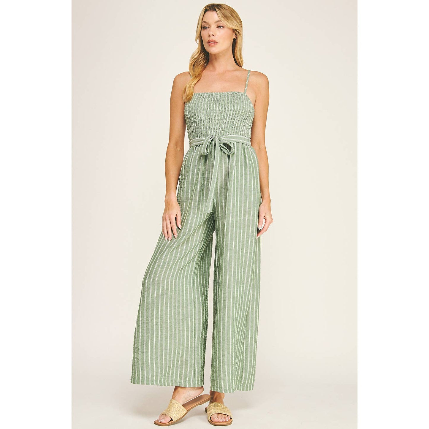 Coastal Stripe Smocked Jumpsuit
