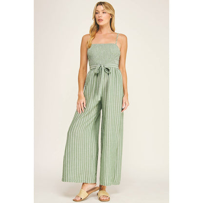 Coastal Stripe Smocked Jumpsuit