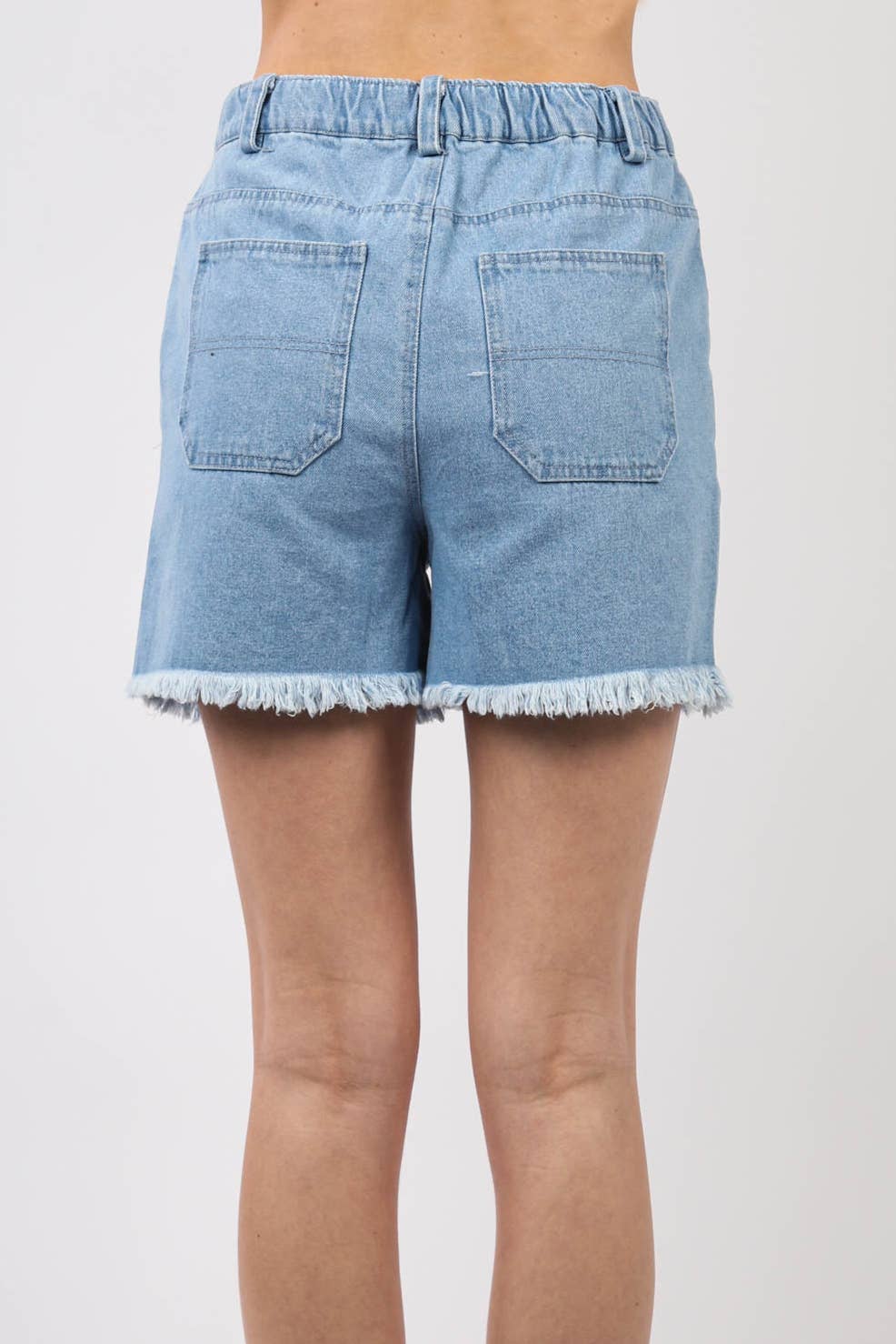 Washed Denim Shorts with Raw Edge Detail