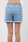 Washed Denim Shorts with Raw Edge Detail