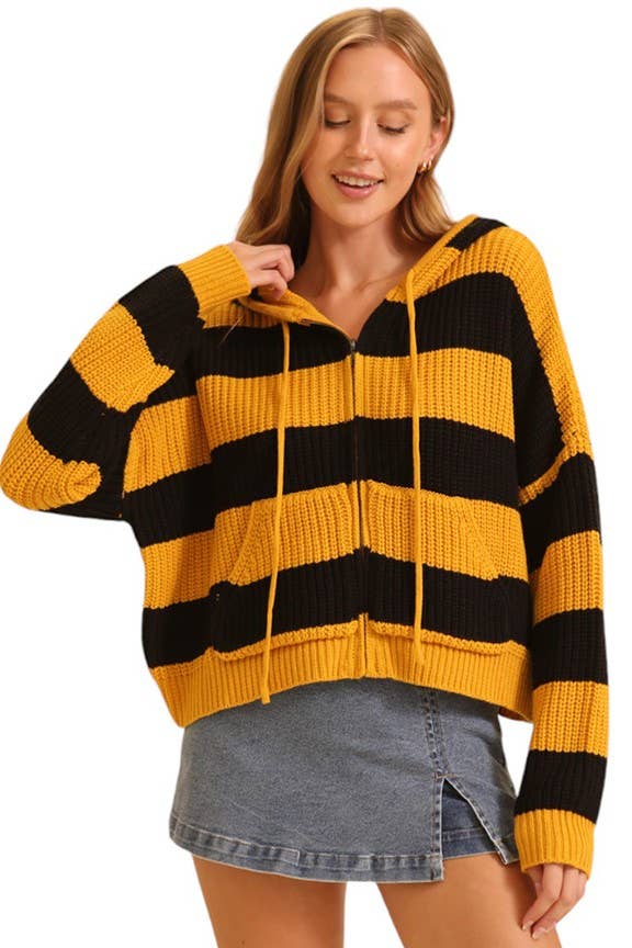 Zip Up Cable Knit Hoodie