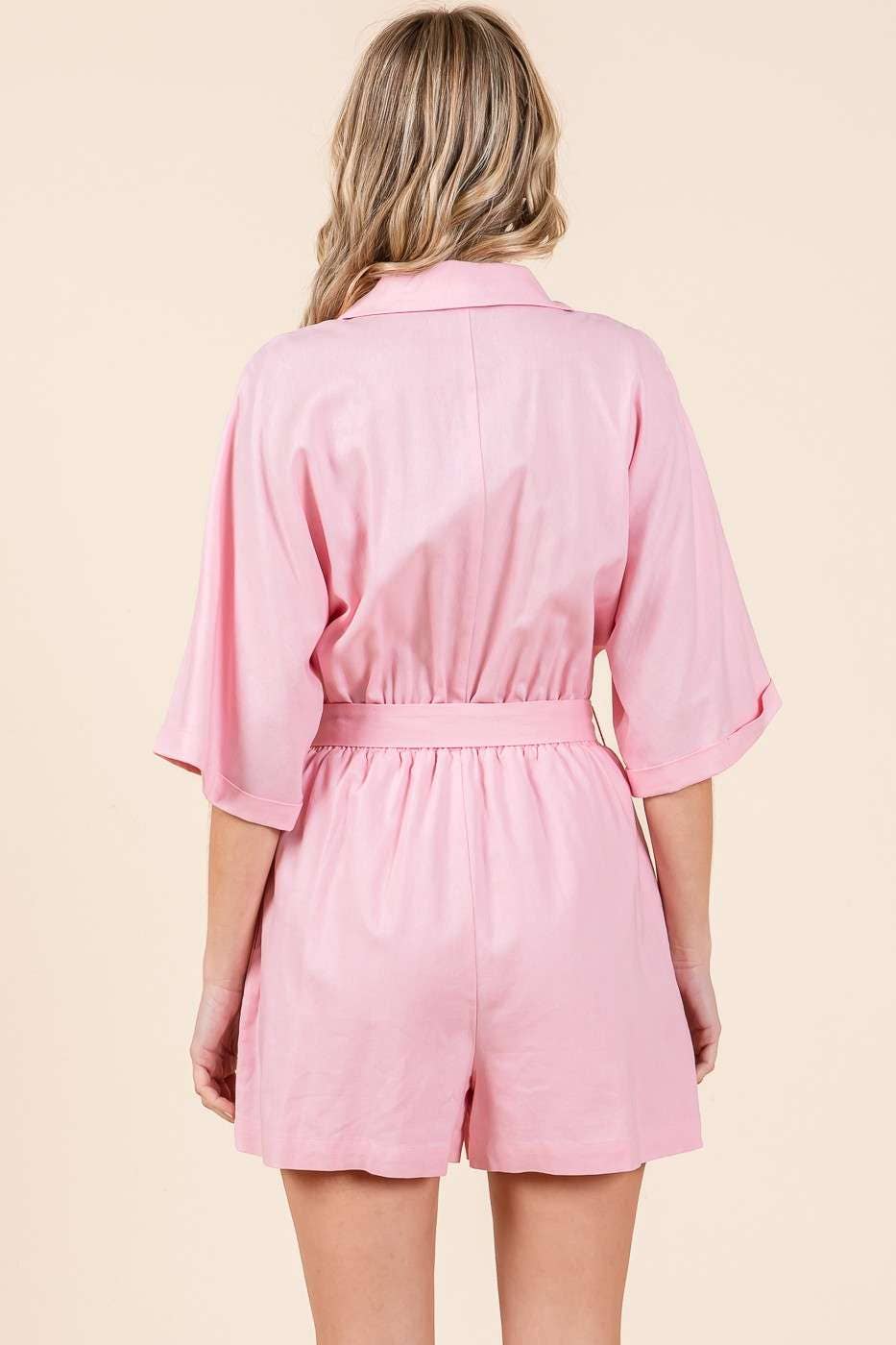 Linen Tie Belt Romper
