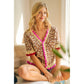 LEOPARD PATTERNED RUFFLED DETAIL BUTTON CARDIGAN