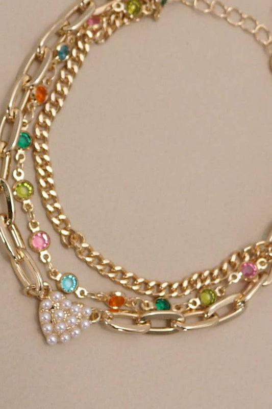 Pearl Heart Multi-Layer Bracelet