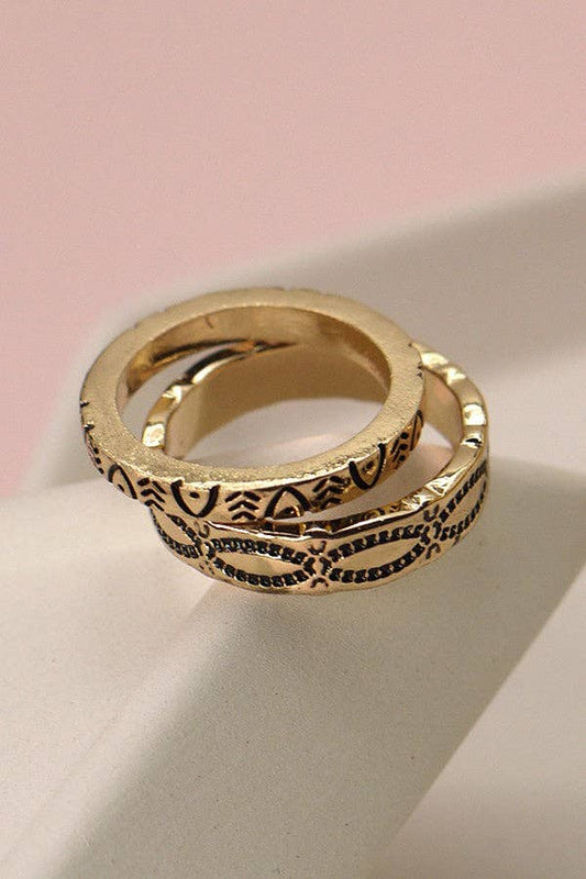 ANTIQUE CARVED DUO RING