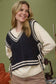 CONTRAST LINE TRIM SIDE TIE KNIT SWEATER VEST