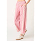 SPORTY STRIPE NYLON PULL ON BARREL LEG PANTS