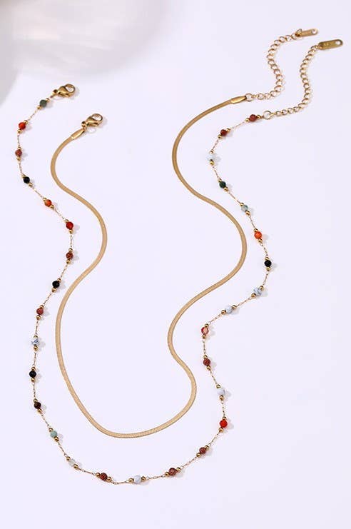TITANIUM  STEEL NON-TARNISH LAYERED CHAIN NECKLACE
