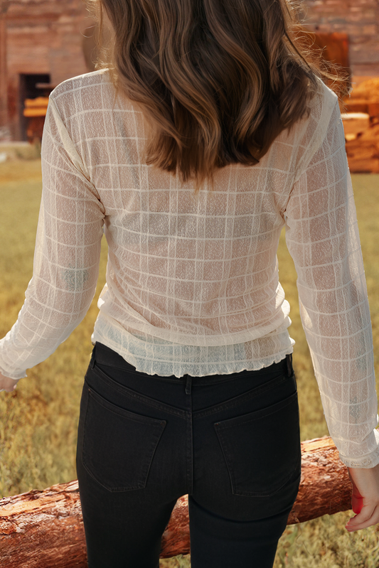 Sheer Window Pane Mesh Top