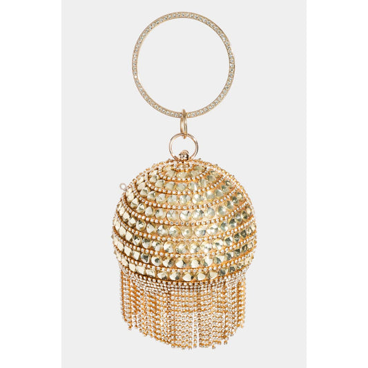 Rhinestone Ball Fringe Handbag