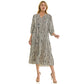 STRIPE FLORAL PEASANT MIDI DRESS