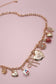 Charm Necklace-Cherry Bow and Strawberry Flower Heart