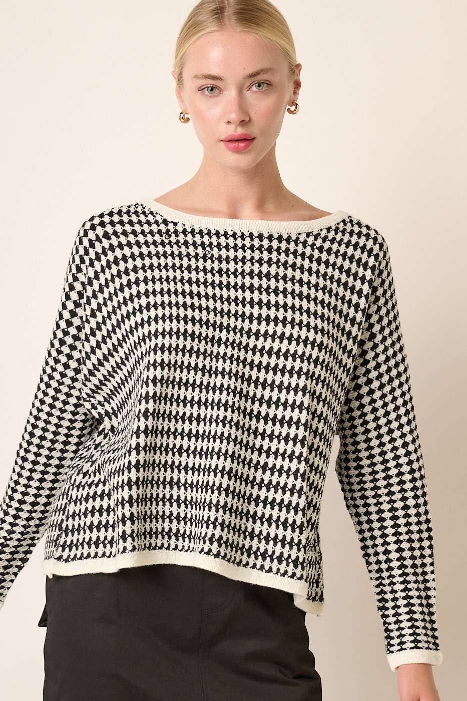 Argyle Pattern Dolman Sweater Top