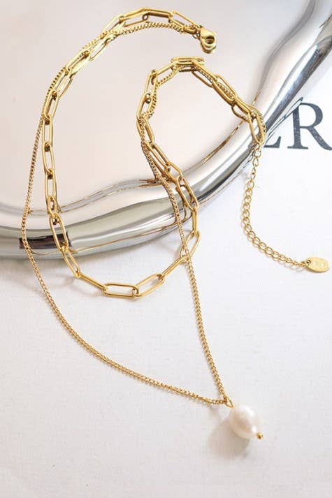 Pearl Gold Chain Necklace