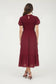 CONTRAST SMOCKED DETAIL PUFF SLEEVE MIDI DRESS