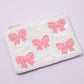 Pink Pearl Bead Ribbon Bow Mixed Beaded Coin Purse
