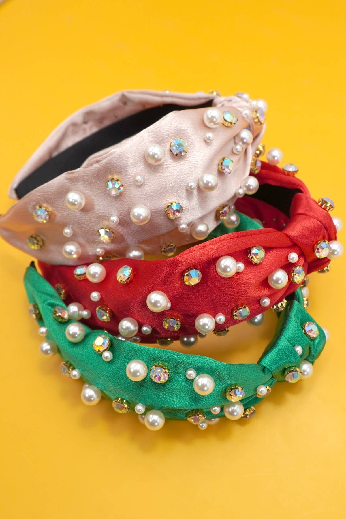 CHRISTMAS RHINESTONE PEARL BEAD HAIR BAND HEADBAND