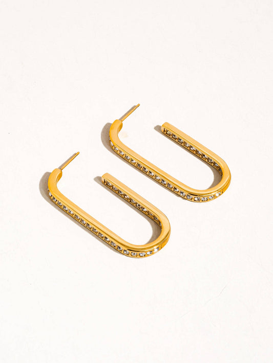 Belmont Gold U Hoop CZ Earring