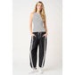 SPORTY STRIPE NYLON PULL ON BARREL LEG PANTS