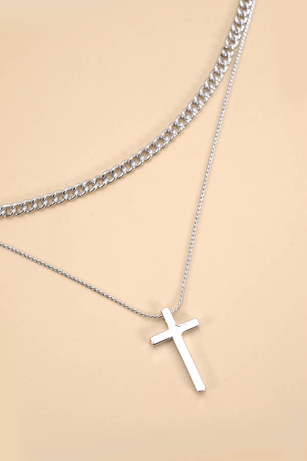 Double Layer Cross Necklace