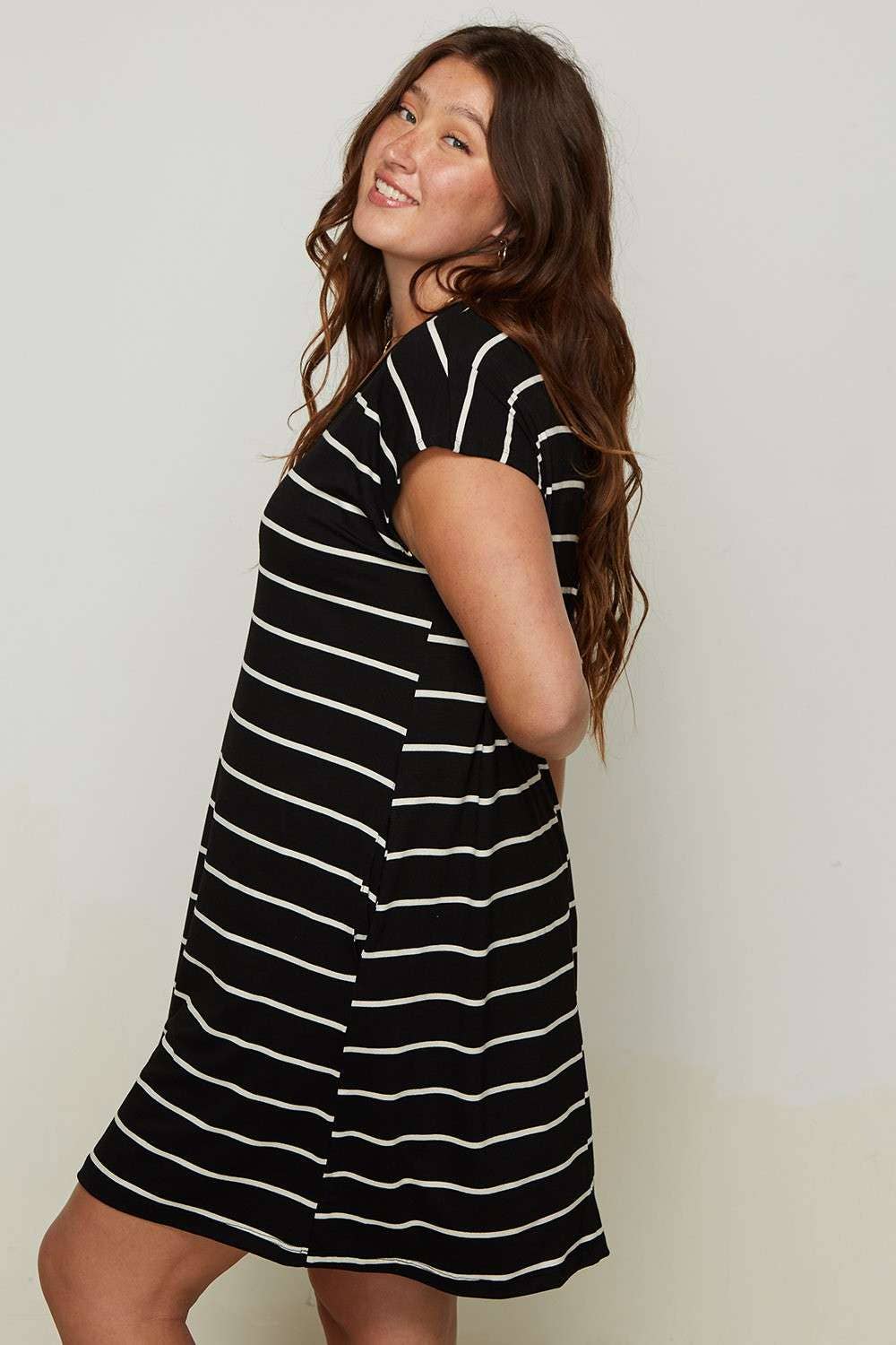 Curvy Stripe Tee Dress
