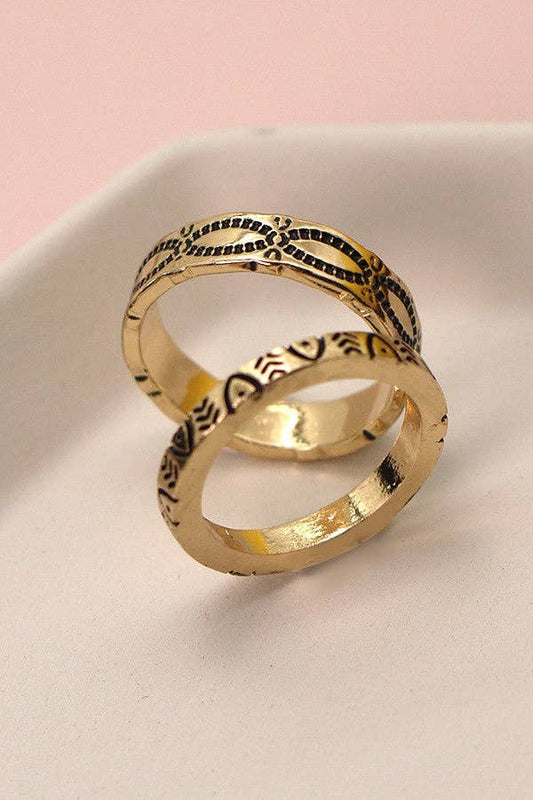 ANTIQUE CARVED DUO RING