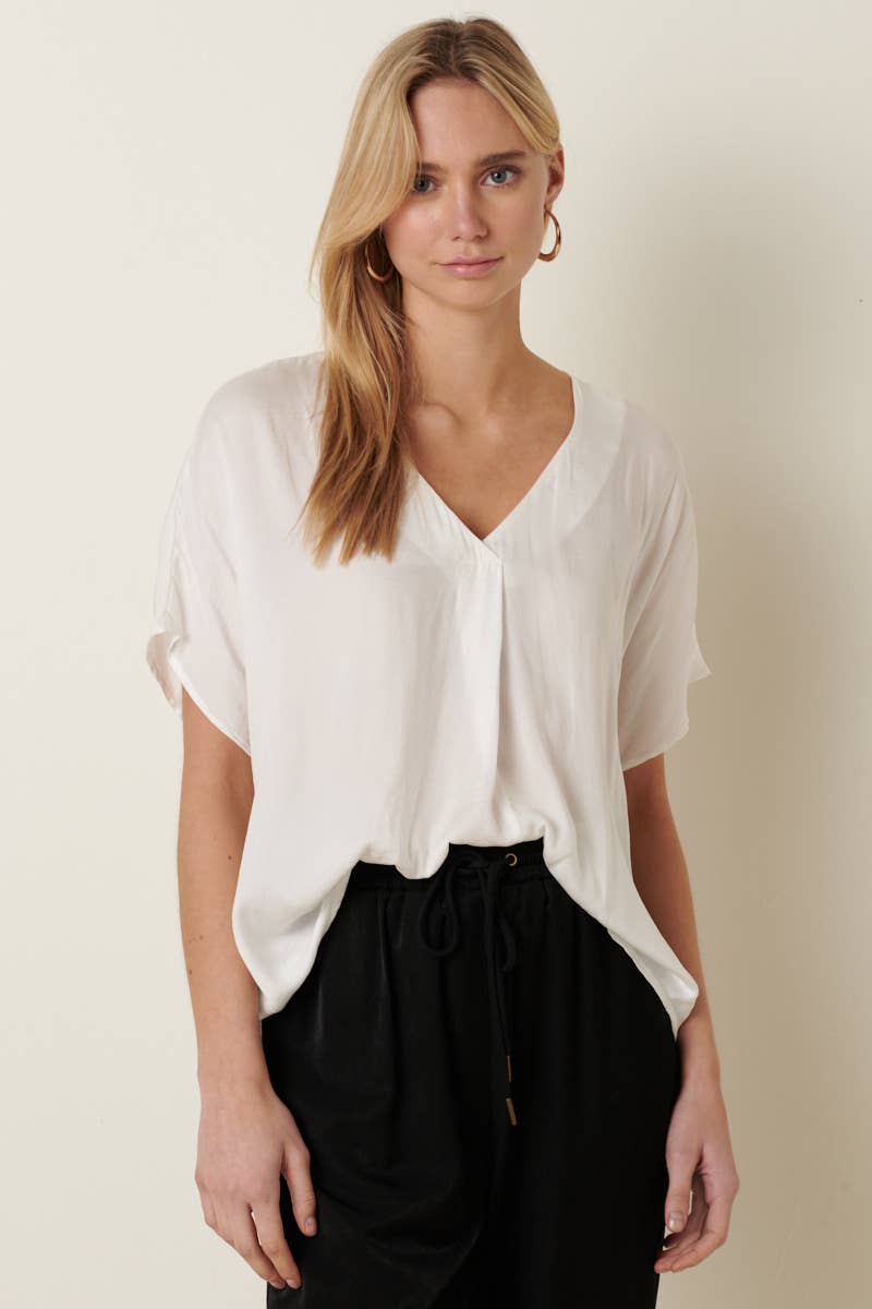 White V Neck Blouse