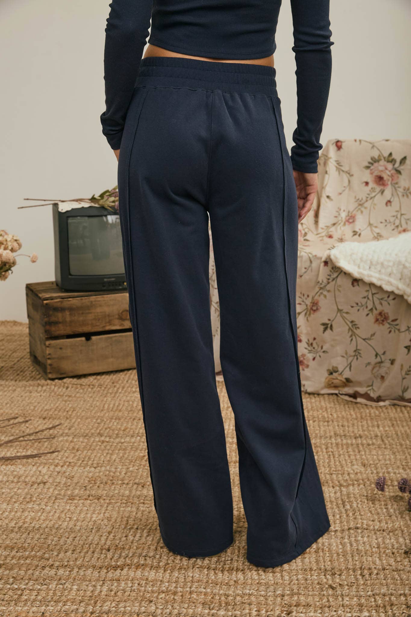 ELASTIC WAIST SIDE PANEL KNIT LOUNGE PANTS