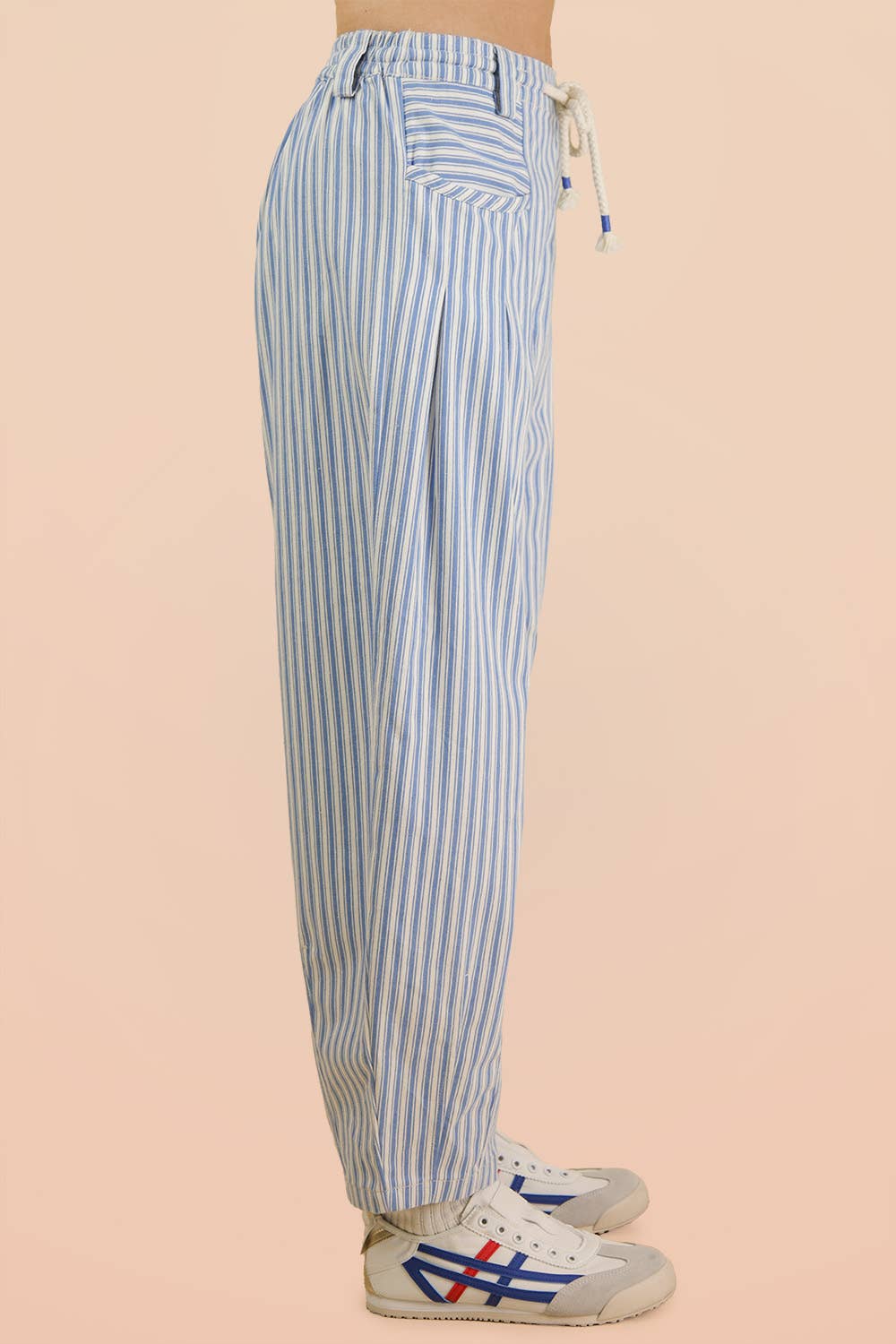 JEAN Striped Barrel Denim Pants
