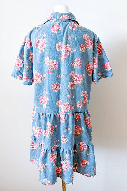 Clover Floral Denim Dress