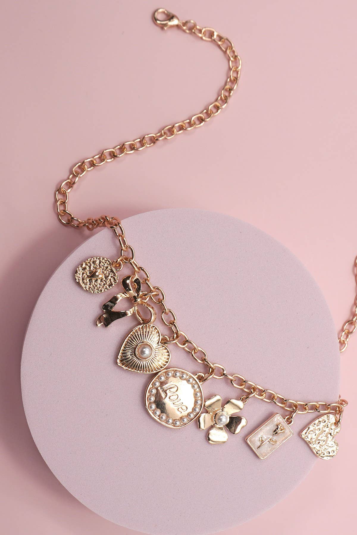 Bow Love Flower Heart Necklace