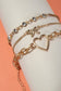 Multi-Layer Bow Heart Station Rhinestone Bracelet