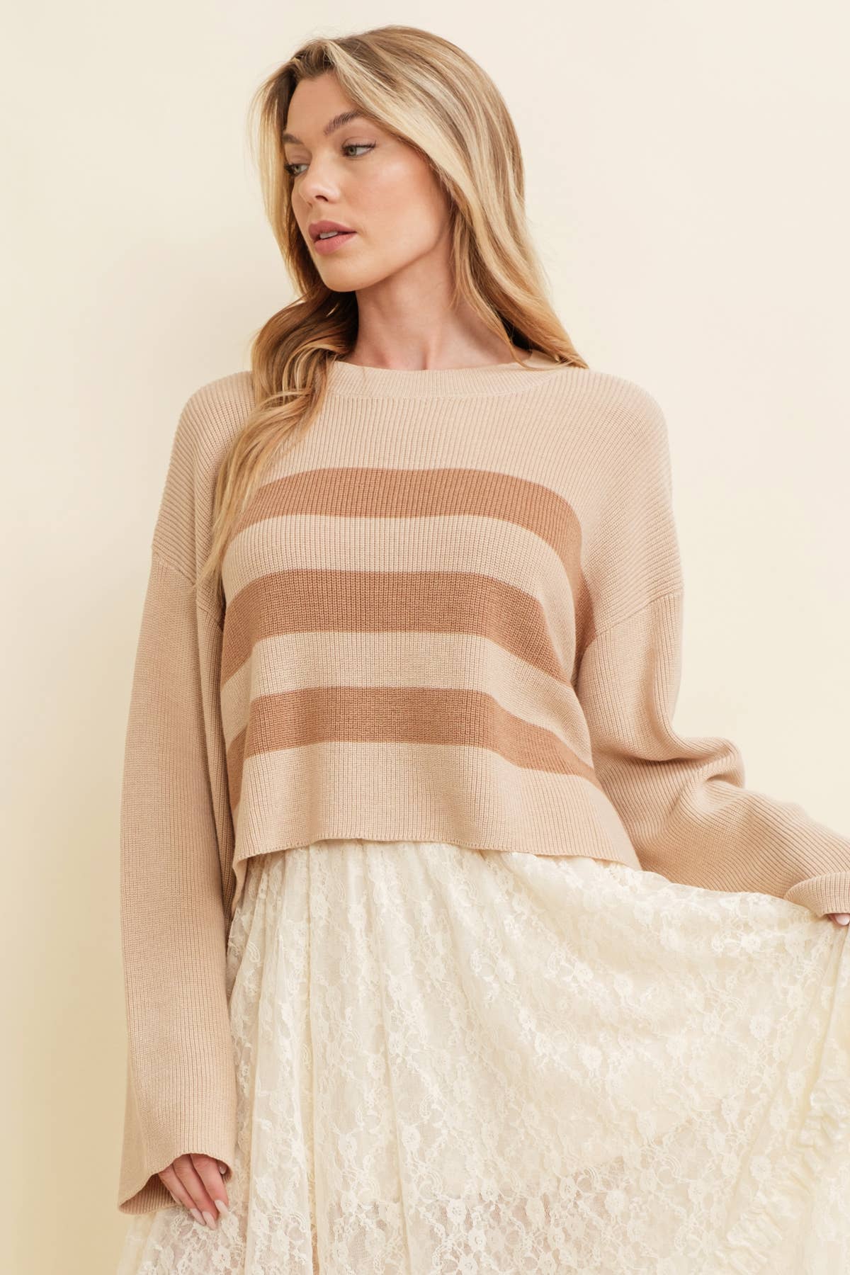 Stripe Ribbed Sweater Top
