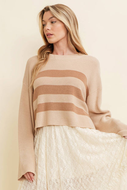 Stripe Ribbed Sweater Top