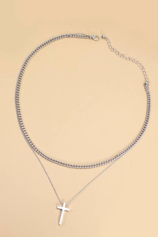 Double Layer Cross Necklace