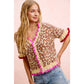 LEOPARD PATTERNED RUFFLED DETAIL BUTTON CARDIGAN