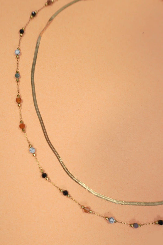 TITANIUM  STEEL NON-TARNISH LAYERED CHAIN NECKLACE