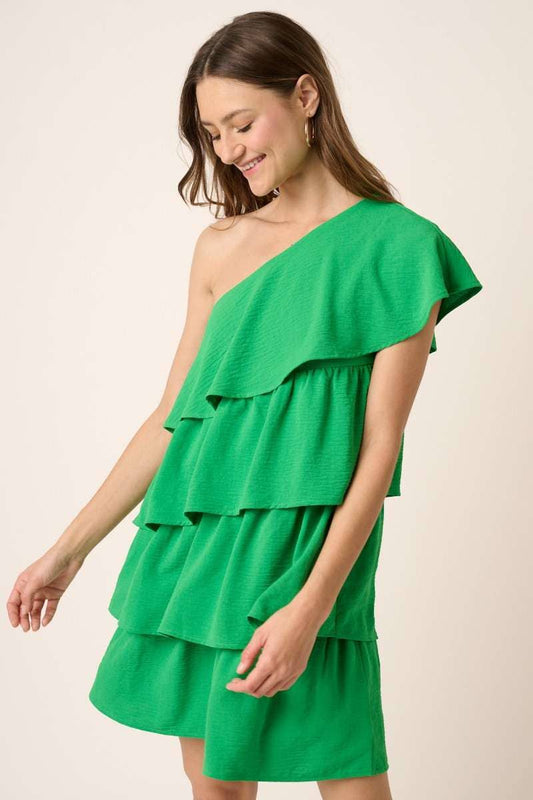 One Shoulder Tier Detail Dress
